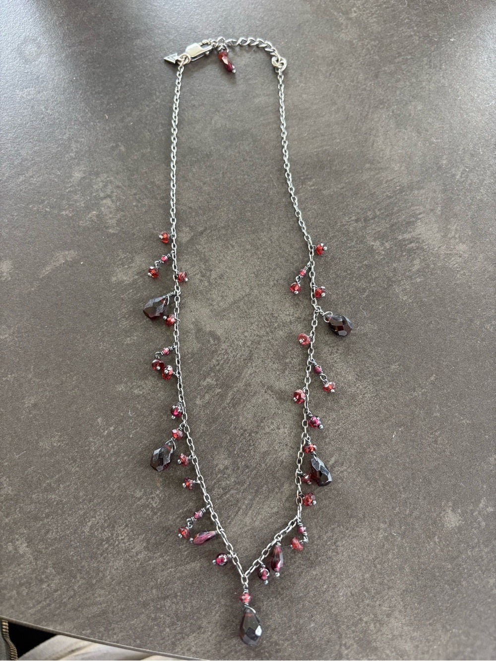 Silpada Silver Necklace with Garnet-Red Crystal Drops